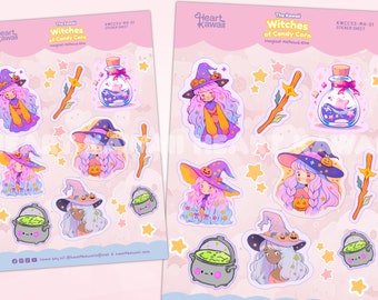 A5 Kawaii Stickers, Witch Stickers, Pastel Stickers, Planner Stickers, Sticker Sheet, Halloween stickers, Cute halloween sticker Sheet