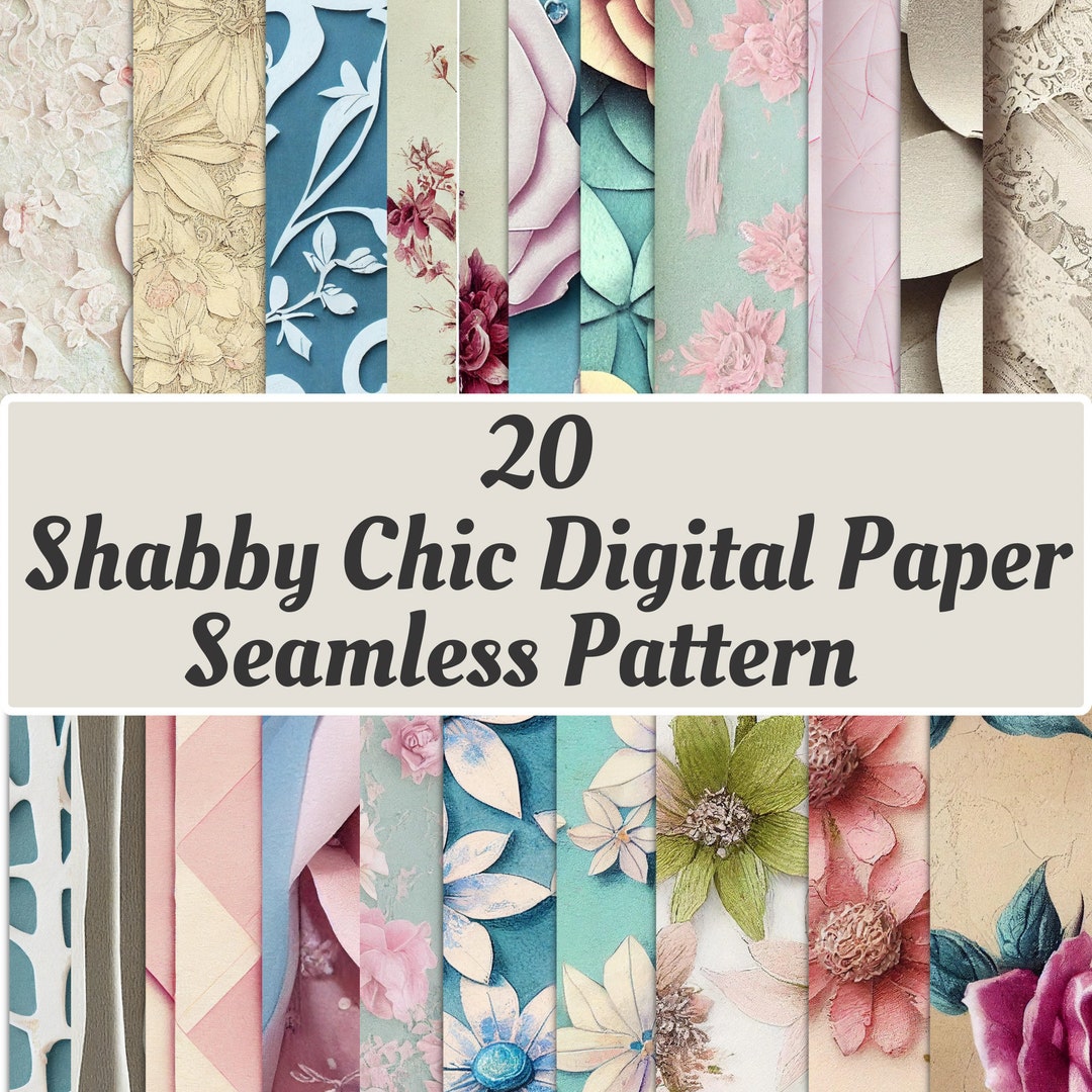 Shabby Chic Digital Paper Seamless Pattern Pack Floral - Etsy