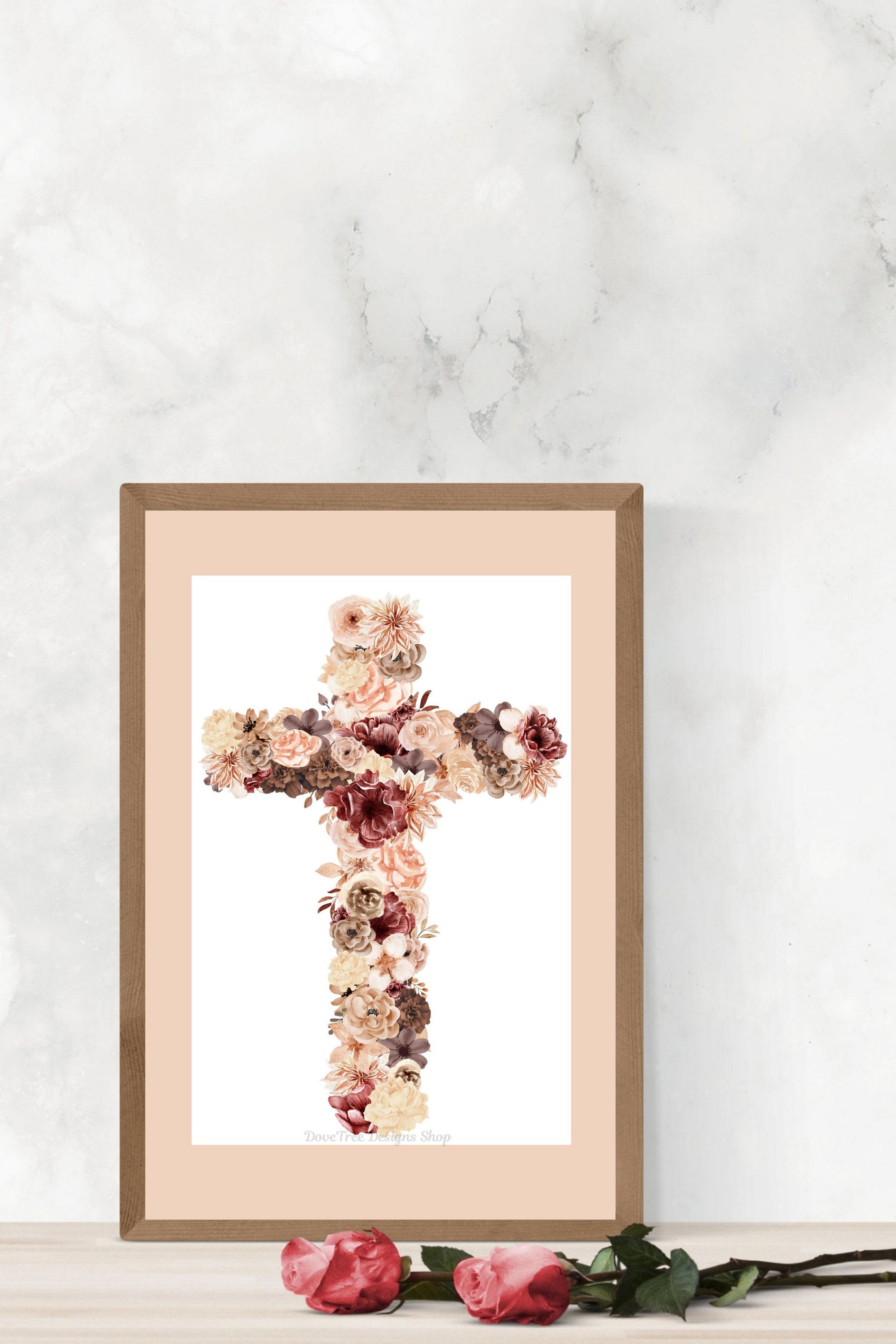 Printable Floral Cross Wall Art-printable Religious Wall Art-floral ...