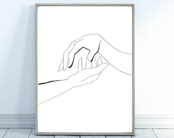 Hands Line Art Print, Hands Line Art Printable, Home Decor Art, Line Art, Wall Art,  Line Art Print, Print, Line Drawing, One Line Art