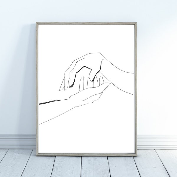 Hands Line Art Print, Hands Line Art Printable, Home Decor Art, Line Art, Wall Art,  Line Art Print, Print, Line Drawing, One Line Art