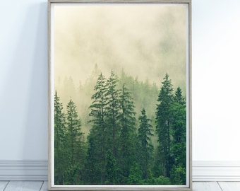 Trees Printable, Misty Trees Printable, Nature Printable, Home Decor, Wall Art Printable, Trees Printable, Landscape Printable, Misty Scene