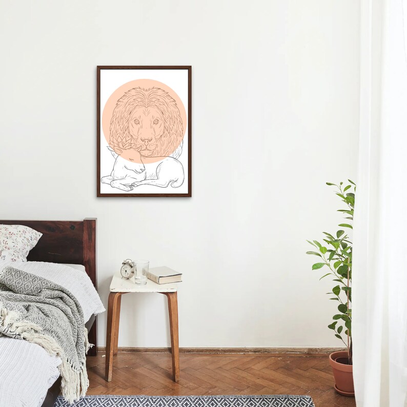 Lion Lamb Printable Line Art Printable Lion Printable Lamb Etsy UK