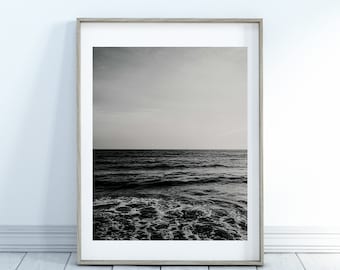 Black and White Printable, Ocean Print, Beach Print, Home Decor, Wall Art Printable, Digital Download, Modern Living, Sea Print, Landscape