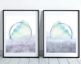 Two Abstract Watercolor Prints, Set of 2 Watercolour Prints, Abstract Watercolor Printable, Home Decor, Wall Art Printable, Nordic Printable