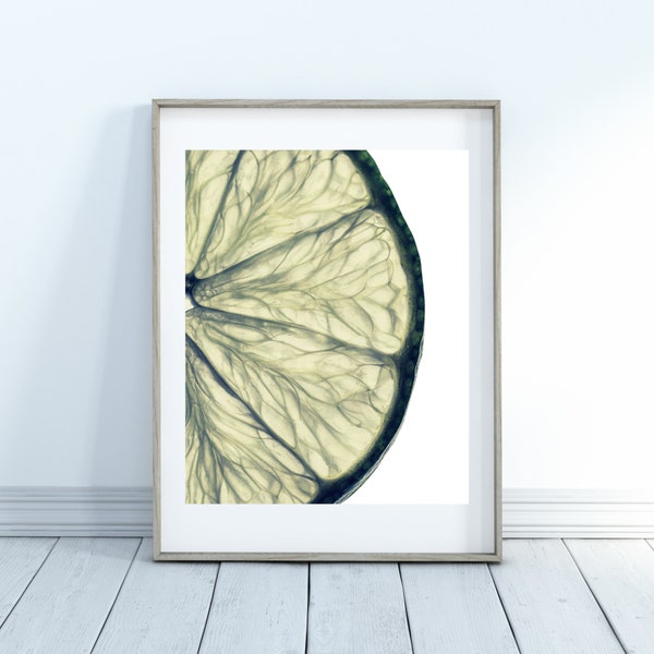 Lime Printable, Lime Slice Print, Wall Art Printable, Home Decor, Kitchen Wall Art, Digital Download, Green Citrus Fruit Print, Fruit Print