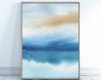 Watercolour Art Print, Watercolour Art Printable, Home Decor, Wall Art, Digital Download, Calm Art, Calm Printable, Blue Watercolour Print