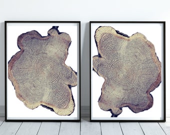 Set of 2 Tree Ring Print, Two Piece Tree Ring Art Print, Tree Ring Printable, Home Decor, Wall Art Print, Wall Art Printable, 2 Tree Rings