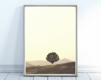 Tree Printable, Sunset Printable, Tree on Hill Printable, Landscape Printable, Scenery Printable, Home Decor, Wall Art Printable, Peaceful