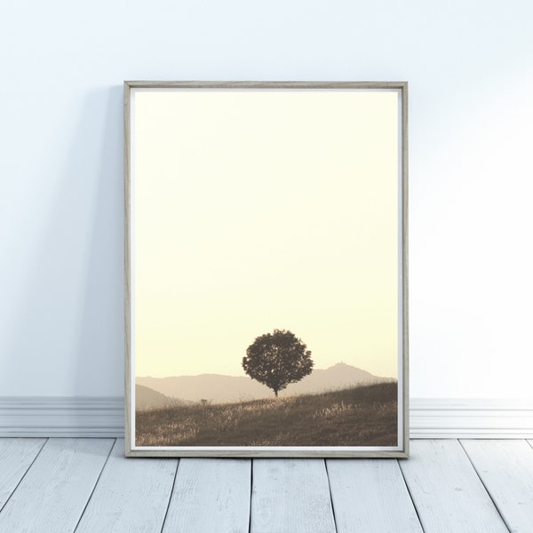 Tree Printable, Sunset Printable, Tree on Hill Printable, Landscape Printable, Scenery Printable, Home Decor, Wall Art Printable, Peaceful