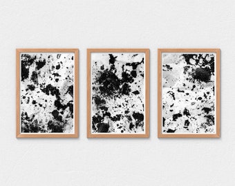 3 Piece Art Prints, Abstract Poster Set, Set of 3 Abstract Prints, Black Beige Wall Art, Black and White Minimalist Contemporary, Home Decor