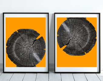 Set of 2 Tree Ring Print, Two Piece Tree Ring Art Print, Tree Ring Printable, Home Decor, Wall Art Printable, Tree Print, Tree Stump Print