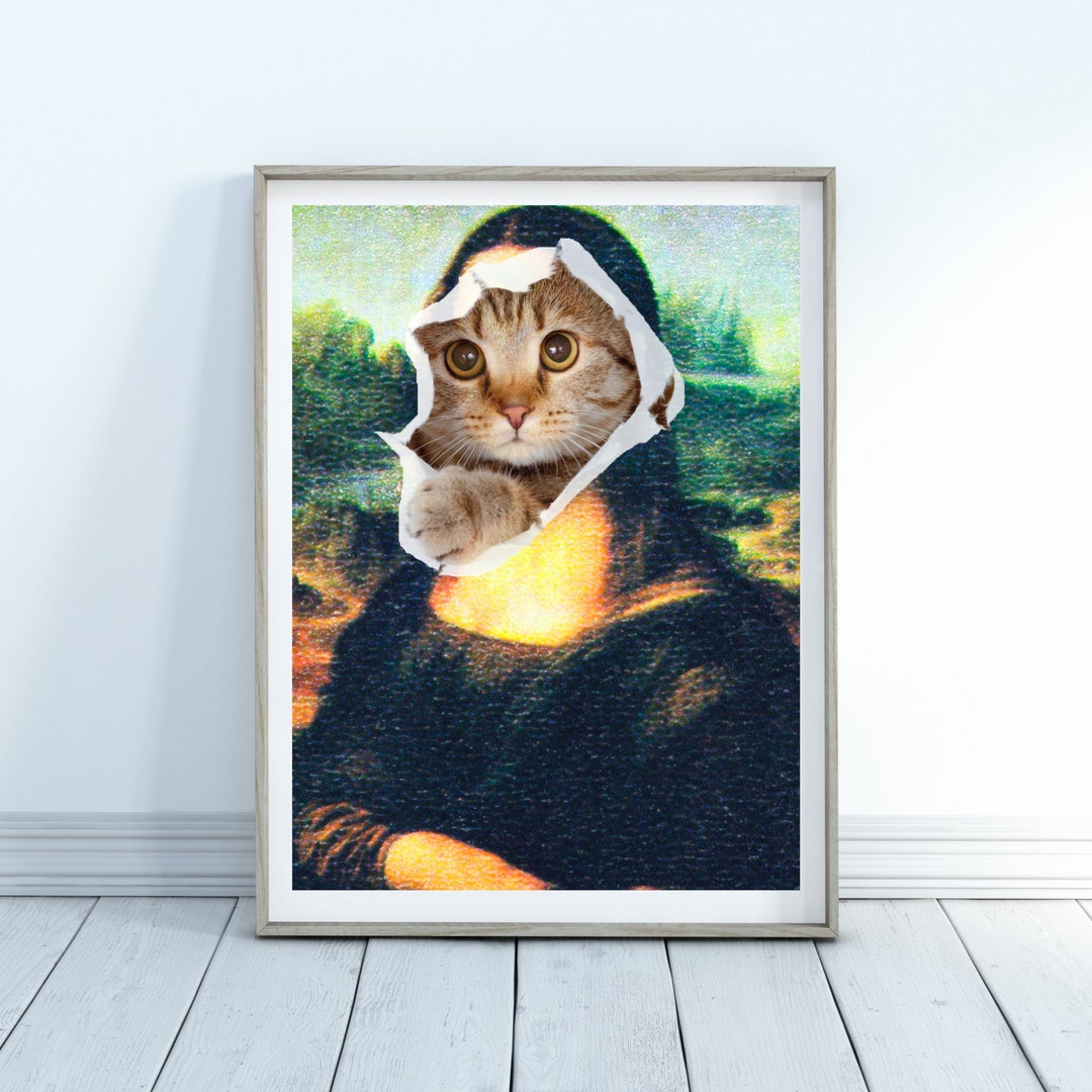 Mona Lisa Cat Printable, Leonardo Da Vinci Print, Cat Wall Art, Home ...