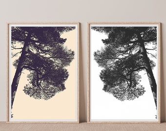 Set of 2 Tree Prints, Monochrome Tree Print, Monochrome Print, Tree Print, Tree Printable, Home Decor, Wall Art, Digital Download, 2 Prints