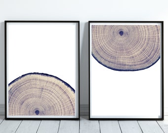 Set of 2 Tree Ring Printable, Two Piece Tree Ring Print, Modern Wall Art Tree Ring Printable, Home Decor, Wall Art Printable, Two Tree Rings