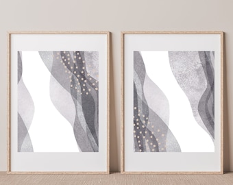 Two Black & White Prints, Set of 2 Abstract Prints, Modern Art Prints, Minimalistic Print, Contemporary Print, Modern Living Art Print