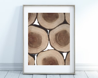 Tree Ring Print, Tree Rings Printable, Log Slice Print, Log Slice Printable, Home Decor, Wall Art Printable, Digital Download, Wood Slice