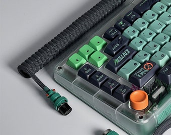 Customized Mechanical Coiled Aviator connector Cable, NEW Custom Keyboard Coiled Type-C Mini Mirco To USB Aviator Cable