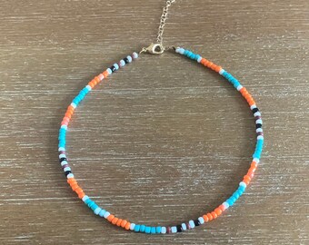 Cordial Seed Beaded Choker, colorful choker, seed bead, multicolor choker, trendy choker