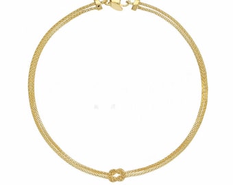 18K Gold Bracelet - 18K Gold Korean Knot Link Bracelet 18K Yellow Gold Knot Link Bracelet - Made in Italy