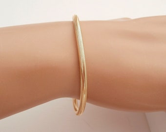 18K Gold Bracelet for Women • 18K Gold Women's Sock Tubular Bracelet Elastic model thickness of 3.00 mm • Italian Design • Made in Italy