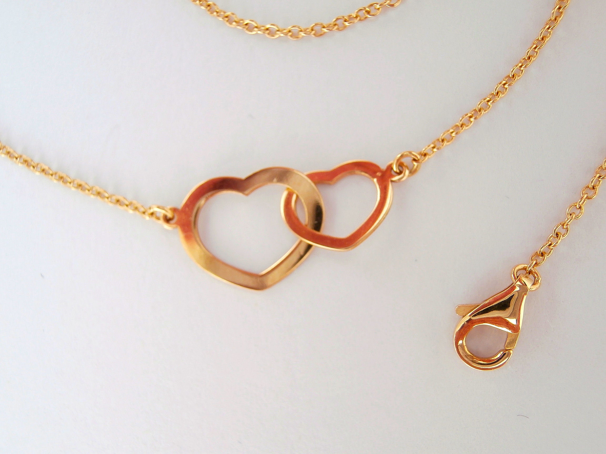 ☆ペンダントチェーン☆Combine Heart Y 18 Chain/GOLDEN DEW☆ 18K Yellow Gold Roll Chain With Intertwined Hearts 45 Cm