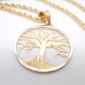 18k Gold Pendant with necklace / Shiny Tree of Life pendant with a laser rope long cm. 45 - Gift to Her - Handmade in Italy -