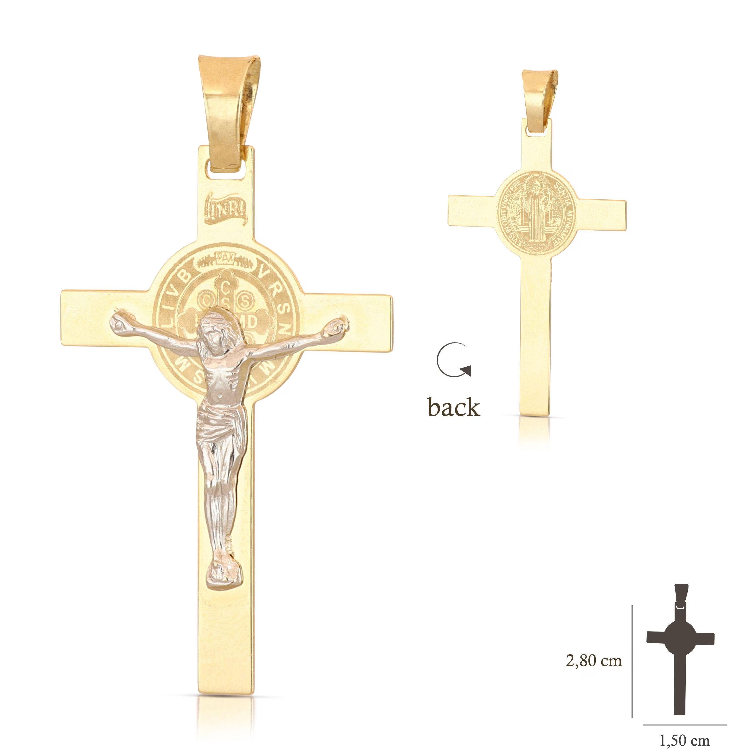 Jesus Kreuz Anhänger Silber Originales 14K Gelbgold Kreuz Anhänger