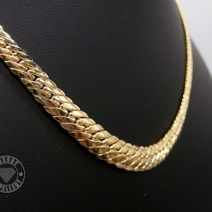 Gold Snake Necklace for Women • 18K Gold Cobra mesh necklace to wear shiny and flat 45 cm/18" long, 7 mm/0.275" max wide - Handmade in Italy