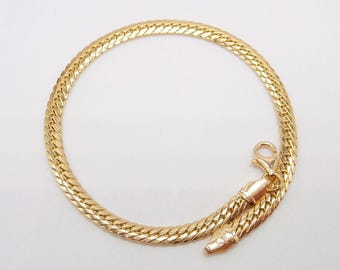 18k gold cobra bracelet herringbone version 19.0 cm long 4 mm wide - Italian Jewelry - Fashion Jewelry