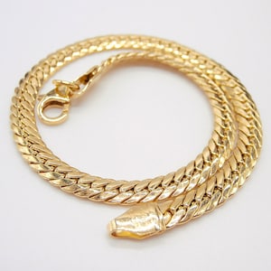18k gold cobra bracelet herringbone version 19.5 cm long 4 mm wide - Italian Jewelry - Fashion Jewelry