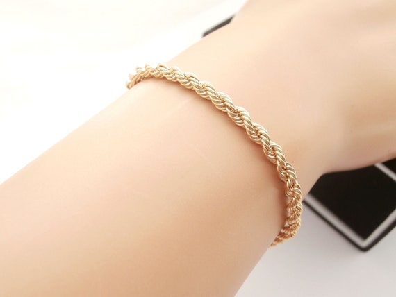 10K Yellow Gold Rope Chain Bracelet 7 8, 2.5 Mm 3.2mm 4mm 5mm Thick, Real Gold  Bracelet, Hollow Gold Bracelet, Twist Rope Bracelet, Women - Etsy | Real gold  bracelet, Gold rope chains, Gold bracelet