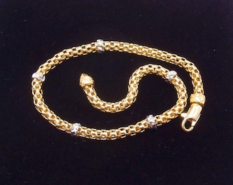 18K Gold Bracelet / yellow and white gold soft tubular bracelet - Stella Milano Rockstar Star collection - High-end handmade italian jewel!