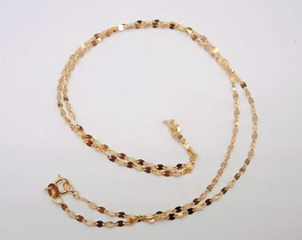 18K Gold Chain / 18K Solid Gold 45 cm Mirror Chain in Yellow Gold / 750 Gold Mirror Chain - Made in Italy