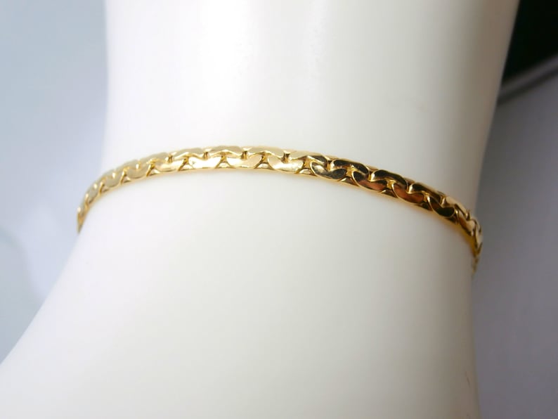 750 gold bracelet, Snake bracelet, polished cobra mesh bracelet and plate. Length 19 cm, Width 3 mm - Handmade in Italy. image 10