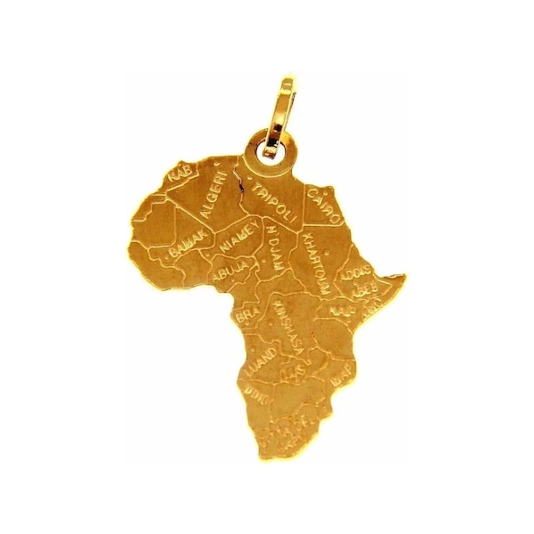 Gold Africa Pendant, Gold Africa Charm, Africa Map Pendants, Africa Outline Pendant, 18k Solid Yellow Gold Pendant, Italian Jewelry