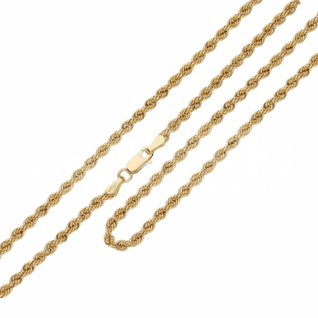 18KT Yellow Gold Rope Chain Necklace, 18K Gold Chain Necklace, Real ...