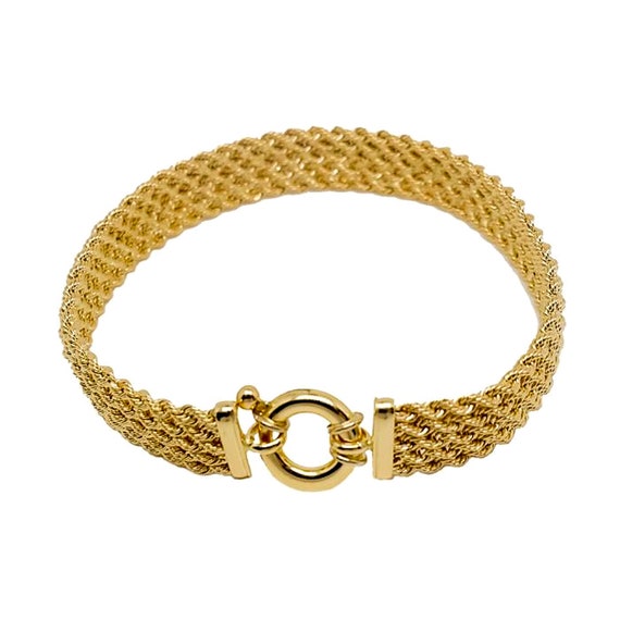 18K Yellow Gold Bracelet Flat 5 strand Bracelet in 19 Cm Long