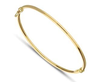 18K Yellow Gold Bangle Bracelet - 3 mm Thick - Real 18K Yellow Gold Bracelet - Italian Gold Bangle - Polished Gold Bangle - Women