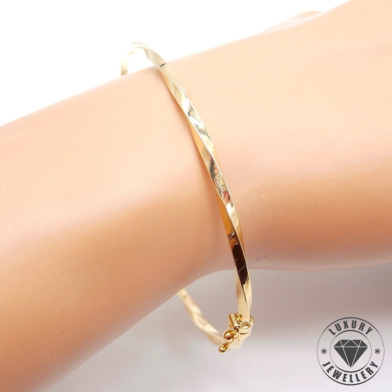 Women's 18KT yellow gold hoop bracelet - 18K Yellow Gold Bracelet - Bangle Bracelet - Gold Hoop bracelet • Italian Jewelry image 1