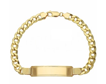 ヴィンテージ イタリア製 18K ゴールド カーブリンク ID ブレスレット 