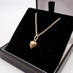 18k Gold Heart Necklace, Rope Twist Chain Heart Necklace, Real Gold Jewelry, Gold Italian Necklace, 18k Gold Heart Necklace, Gift for Her