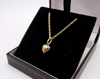 18k Gold Heart Necklace, Rope Twist Chain Heart Necklace, Real Gold Jewelry, Gold Italian Necklace, 18k Gold Heart Necklace, Gift for Her