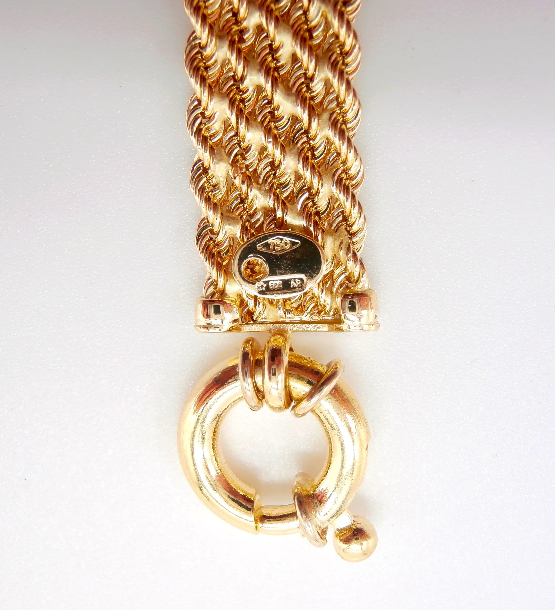 18K Yellow Gold Bracelet, Flat 5-strand Bracelet in 19 Cm Long