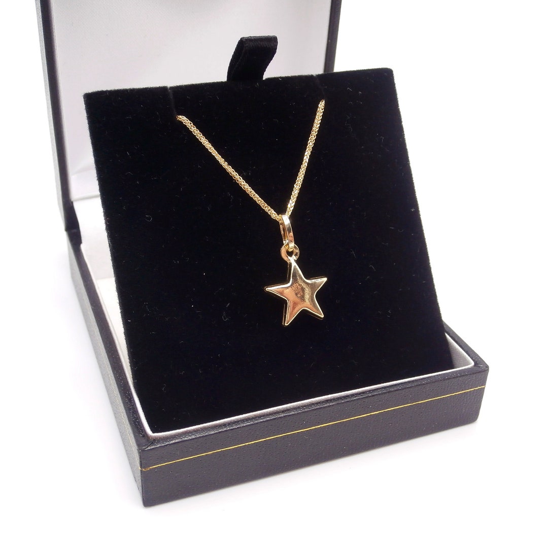 Gold Star Boxed With Laser Rope Chain / 18K 750 Yellow Gold Star ...
