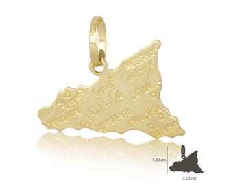 Sicily Gold Pendant, Sicilian Gold Charm, 18k Solid Gold Pendant, 18k Solid Gold Pendant, Sicilia Gold Pendant, Italian Jewelry