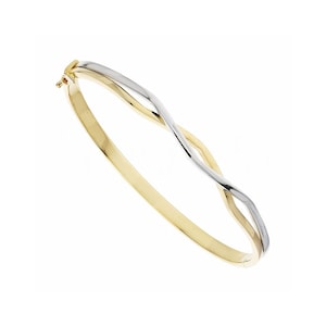 18K Gold and White Gold Rigid Bracelet - Gift For Her - Made in Italy!
