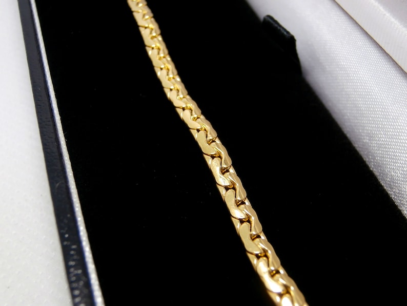 750 gold bracelet, Snake bracelet, polished cobra mesh bracelet and plate. Length 19 cm, Width 3 mm - Handmade in Italy. image 7