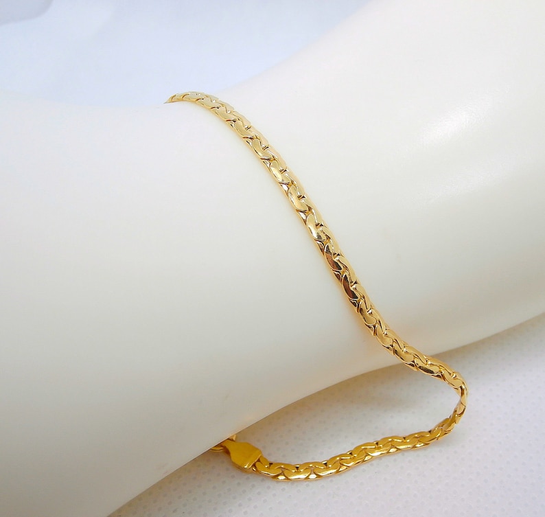 750 gold bracelet, Snake bracelet, polished cobra mesh bracelet and plate. Length 19 cm, Width 3 mm - Handmade in Italy. image 9