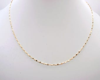 18K Solid Gold 45 cm Mirror Chain in Yellow Gold / 18K Solid Gold Chain / 750 Gold Mirror Chain - Made in Italy
